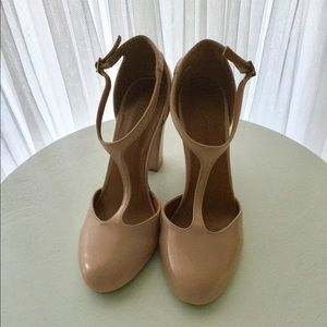 Bamboo patent blush block heel